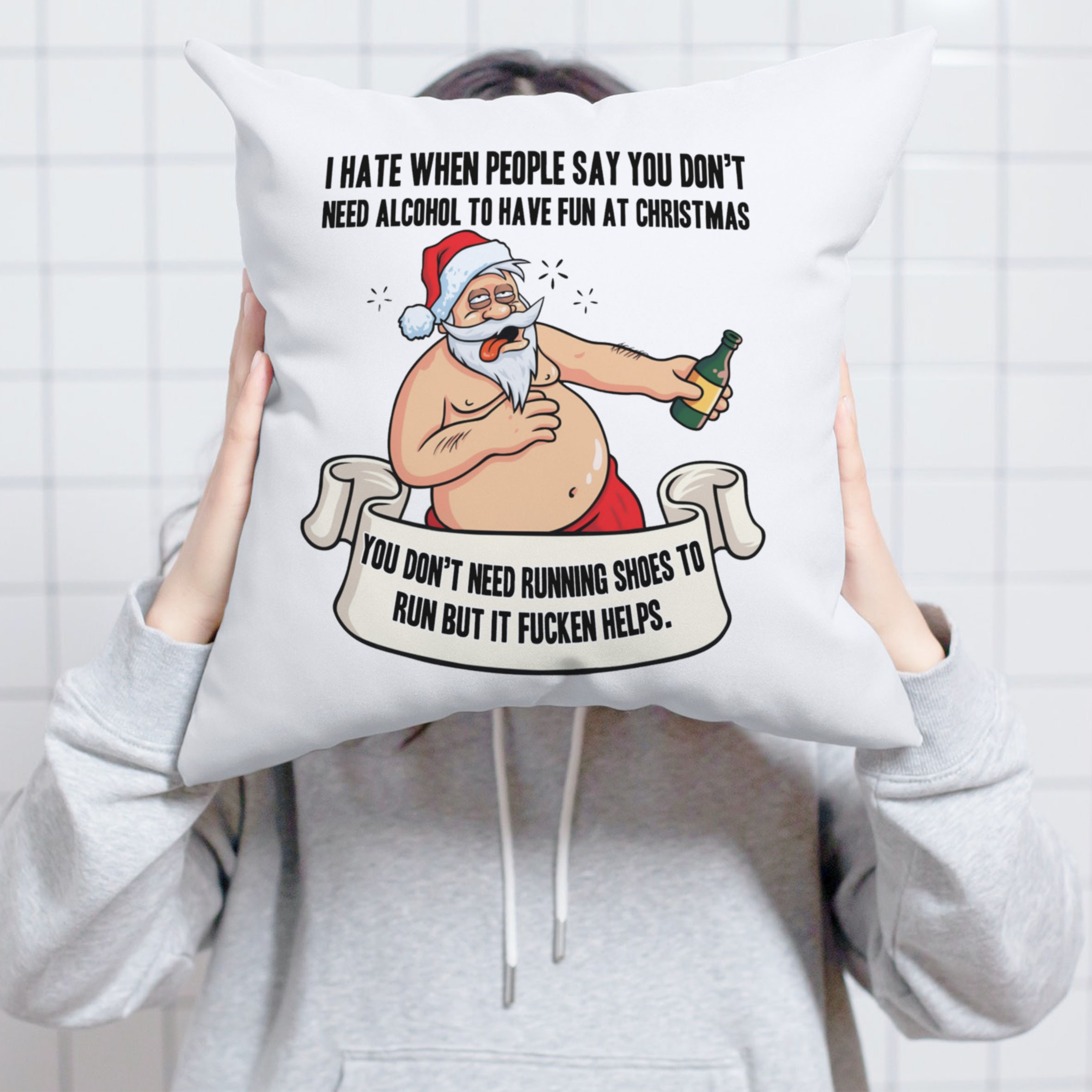 Tipsy Santa - I don't need alcohol Cushion