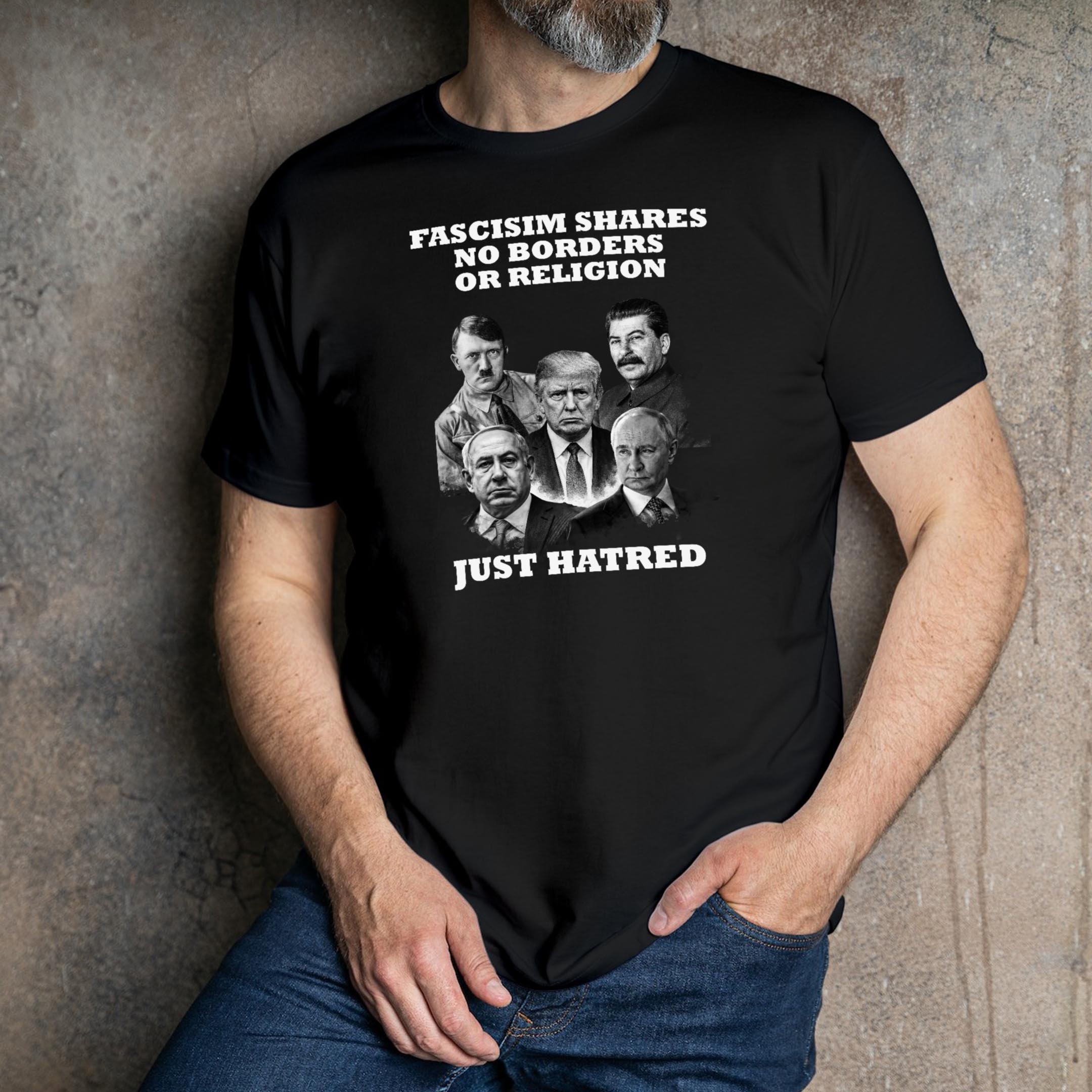 Alternative view of Fascism Shares no Borders T-Shirt