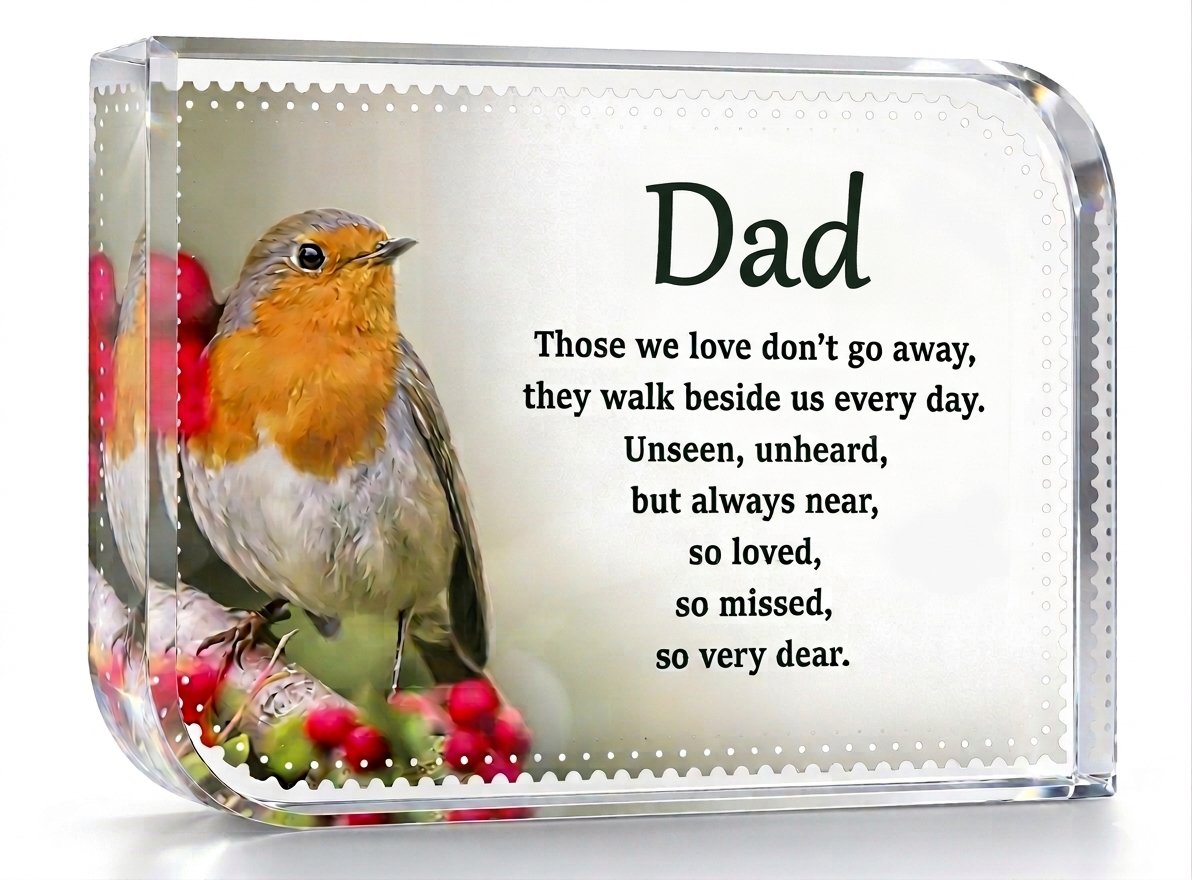 Robin In Memory Crystal - Dad