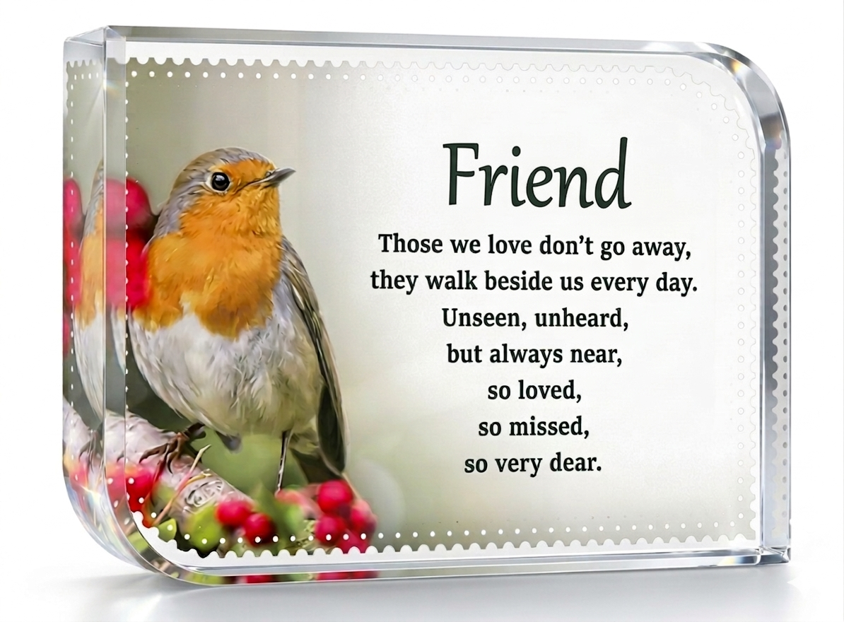 Robin In Memory Crystal - Friend